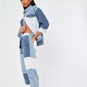 Misguided Matching Denim patchwork set Size 0
